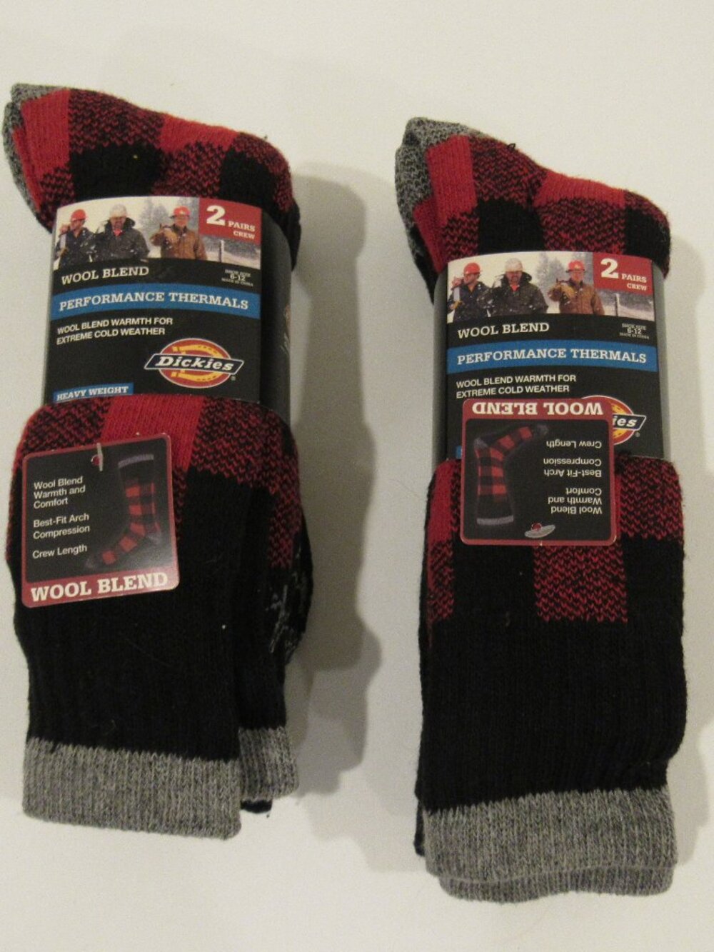 TWO NEW 2-PACKS OF MEN'S HEAVYWEIGHT WOOL-BLEND SOCKS BY DICKIES